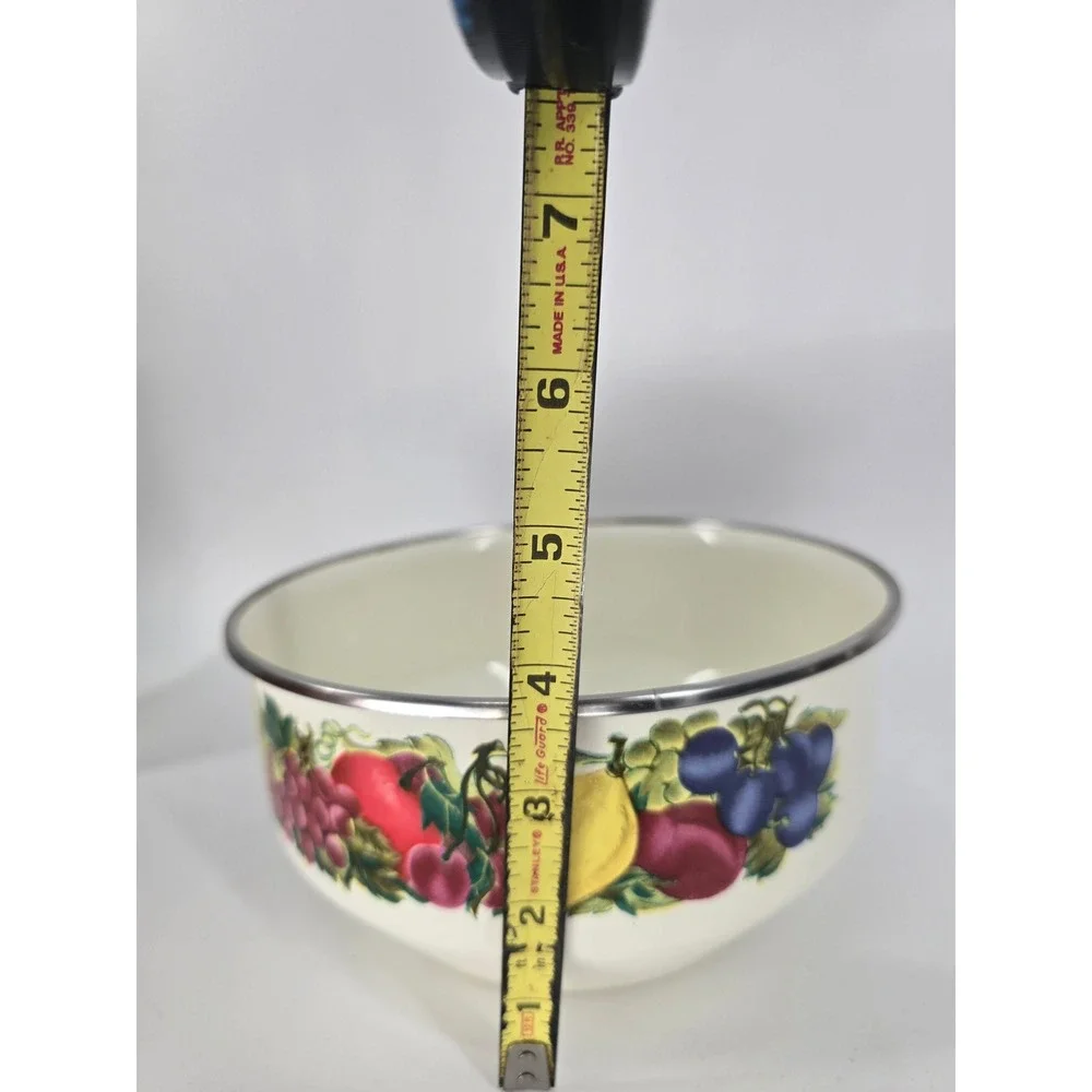 Metro Enamelware Fruit Harvest Mixing Bowl Vintage Enamel‎ Pot Made in Thailand